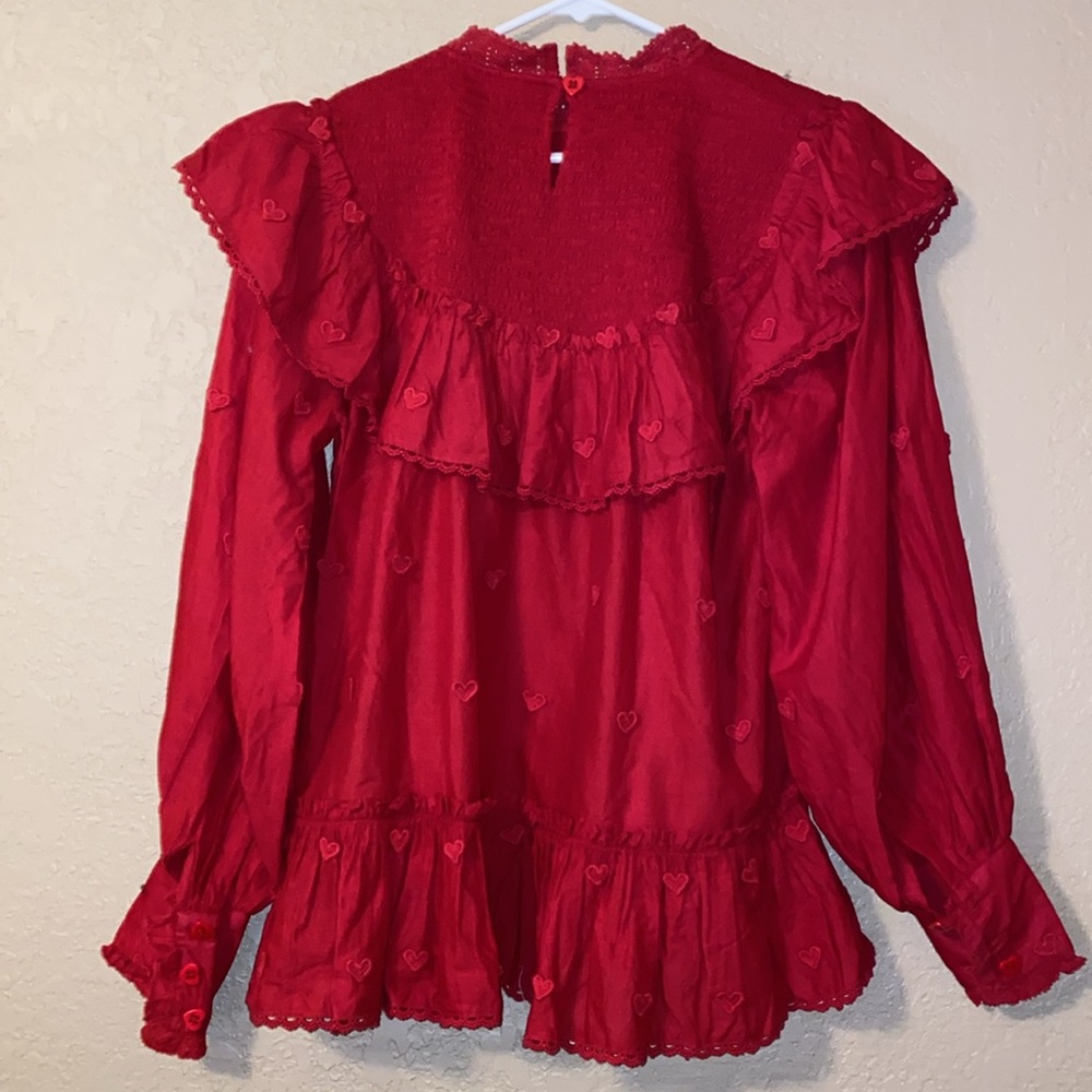 NWT FARM Rio 3D hearts blouse size medium - Picture 3 of 7